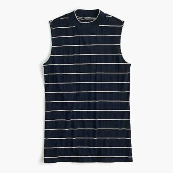 J.Crew Shadow Striped NavyBlueWhite Sleeveless Top - Picture 1 of 5